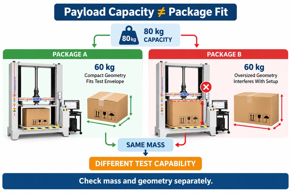 package tester payload capacity vs test envelope